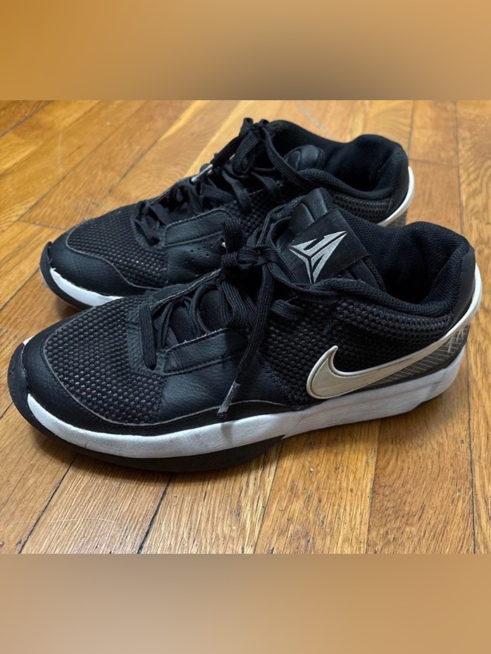 Nike Men’s Black Sneakers with Silver Swoosh ja 1 basketball shoes